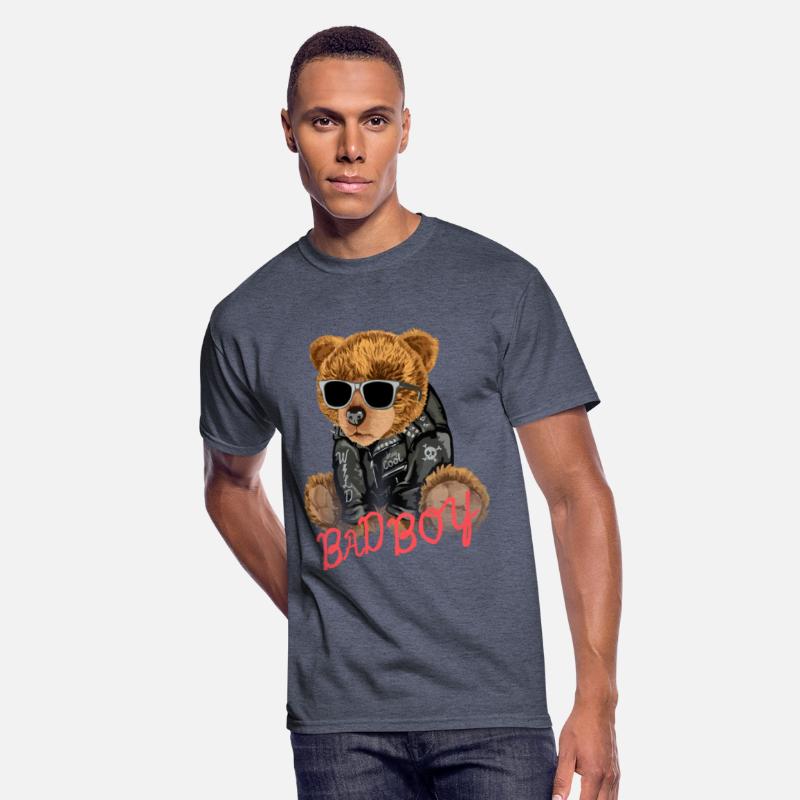 bad boy slogan with bear toy sunglasses