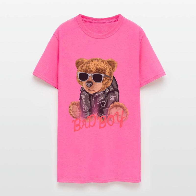 bad boy slogan with bear toy sunglasses