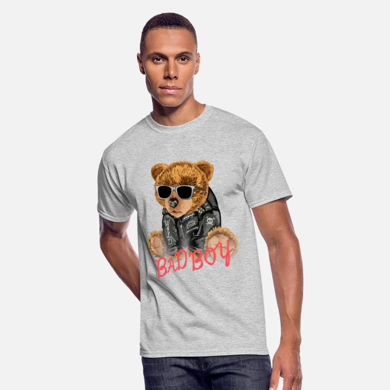 bad boy slogan with bear toy sunglasses