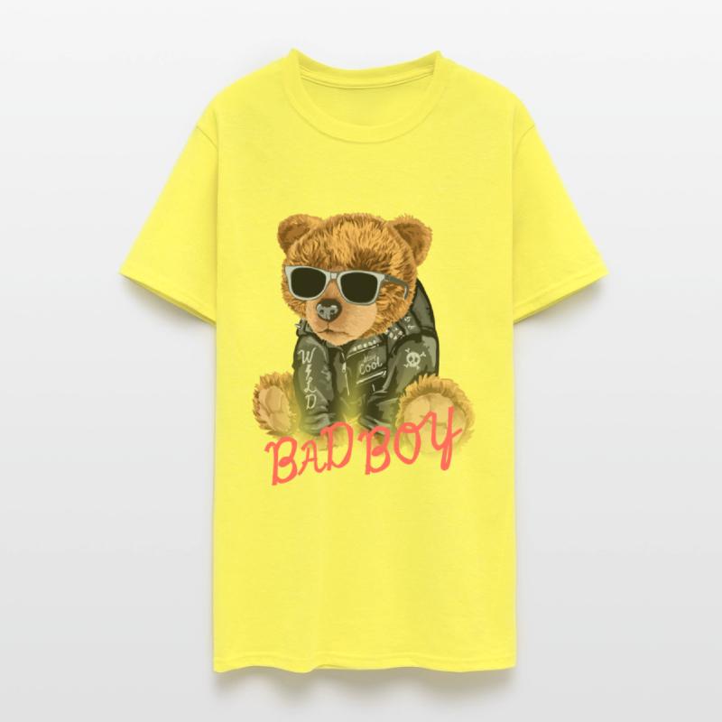 bad boy slogan with bear toy sunglasses