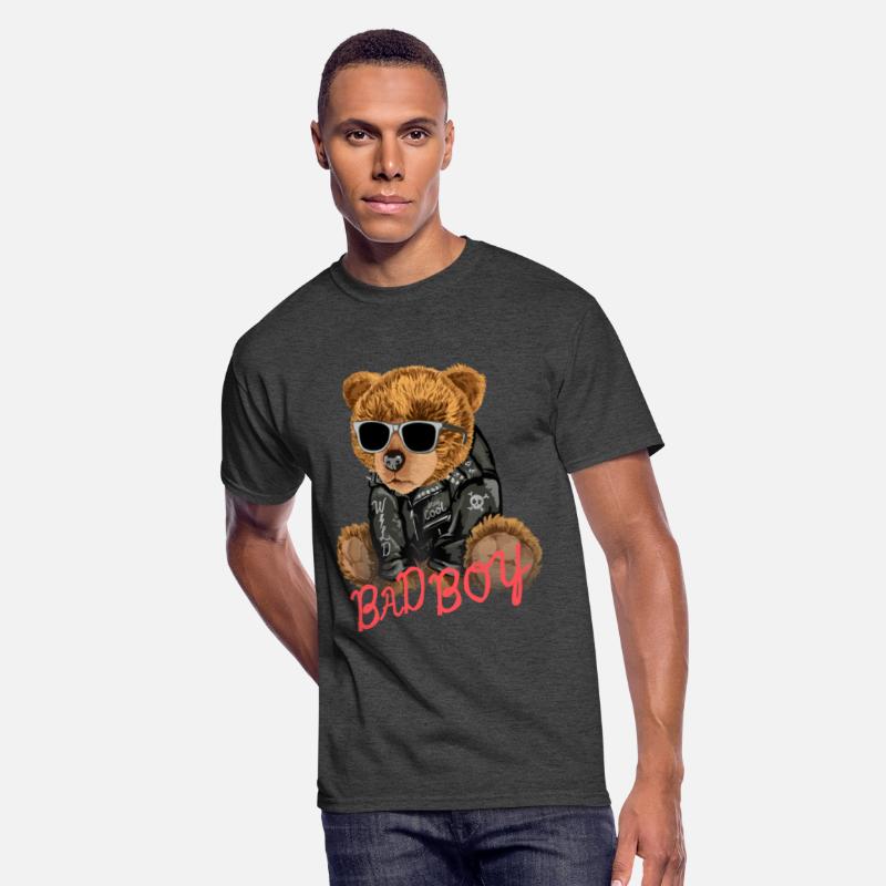 bad boy slogan with bear toy sunglasses