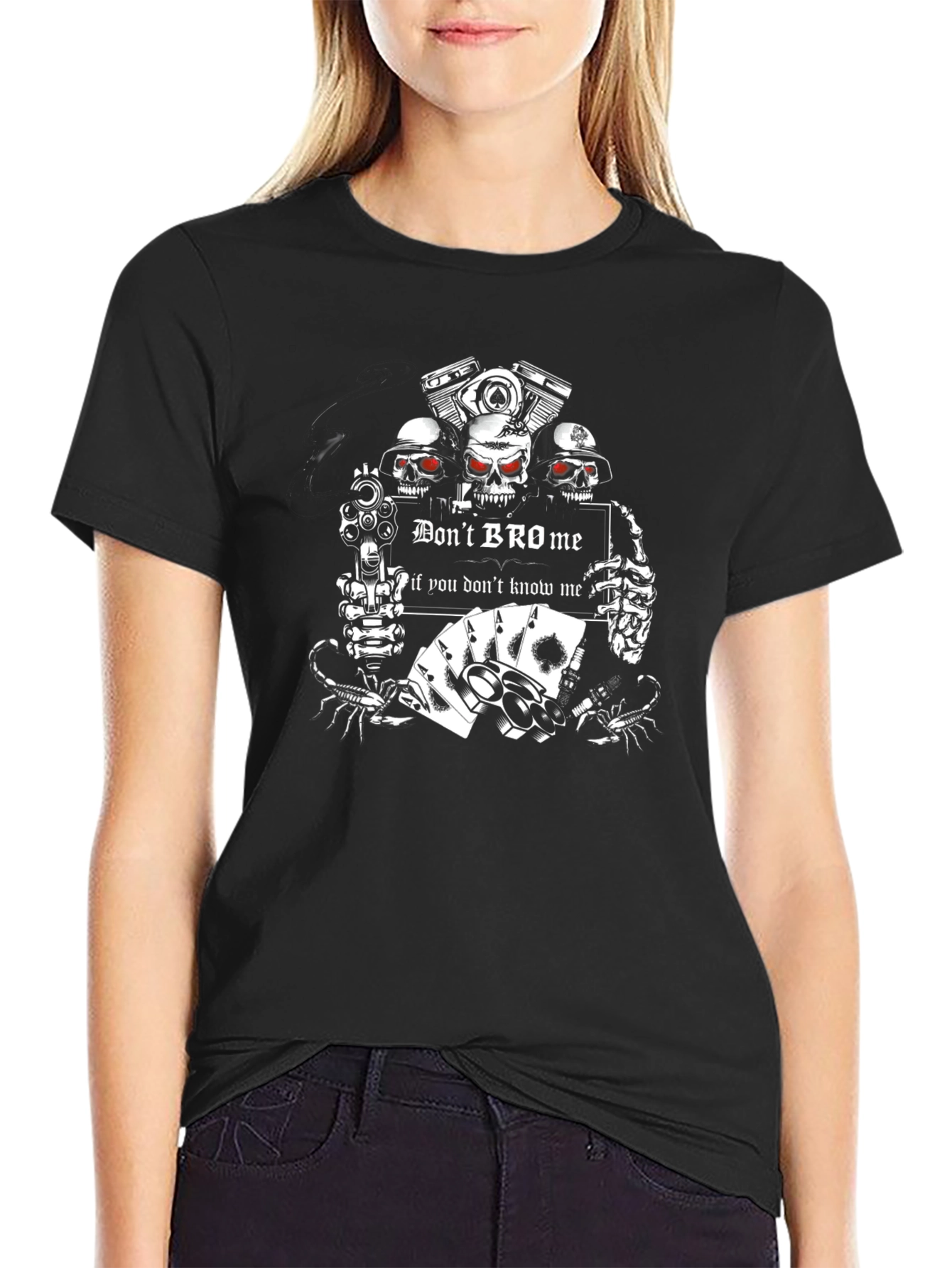 Dont Bro Me T-Shirt - Skull & Guns Design