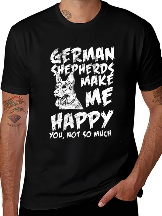 German Shepherd Make Me Happy Black T-Shirt