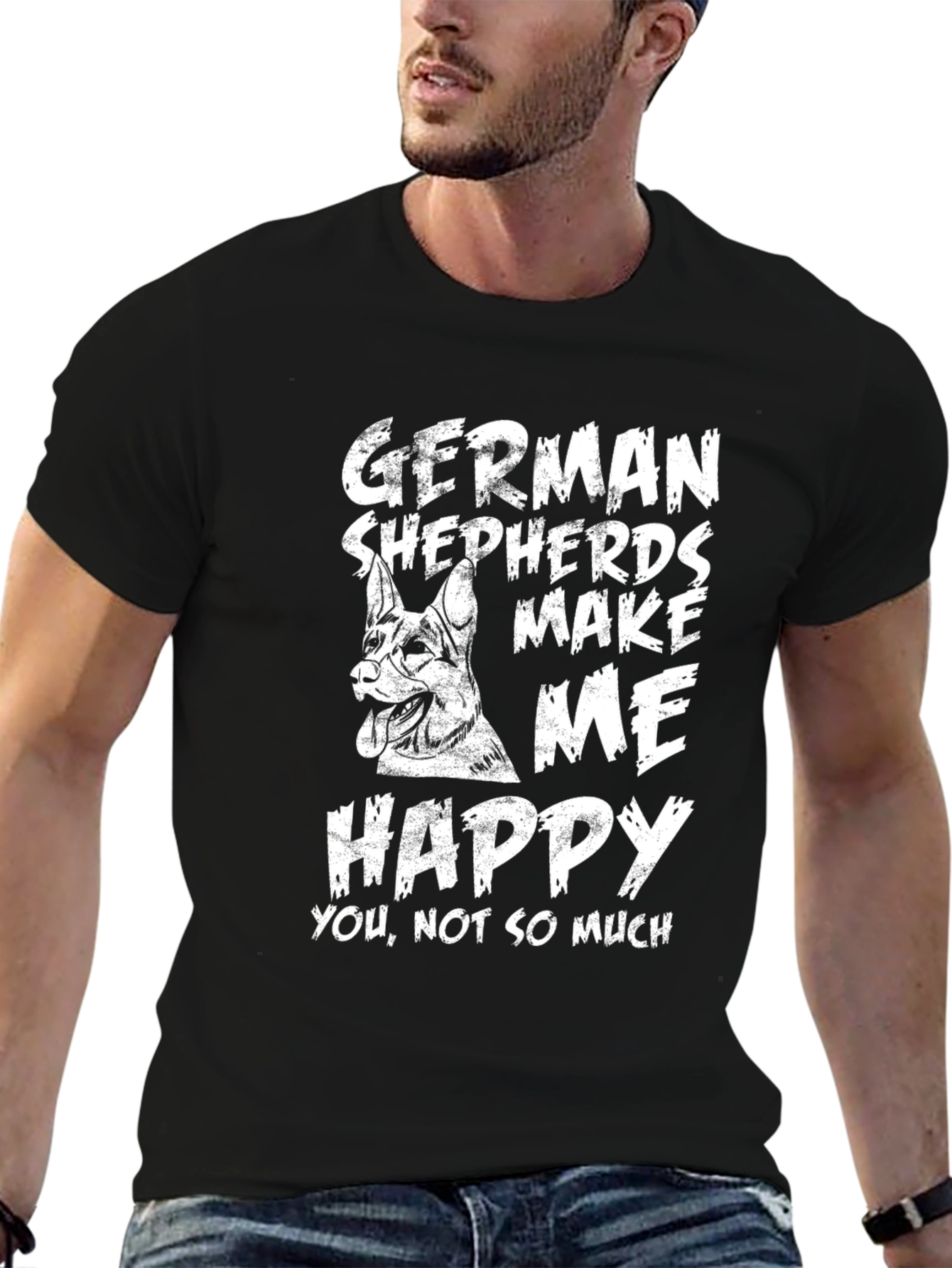 German Shepherd Make Me Happy Black T-Shirt