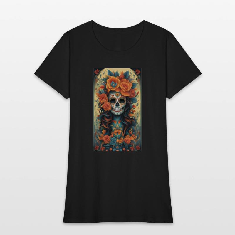 Beautiful Sugar Skull Woman With Flowers