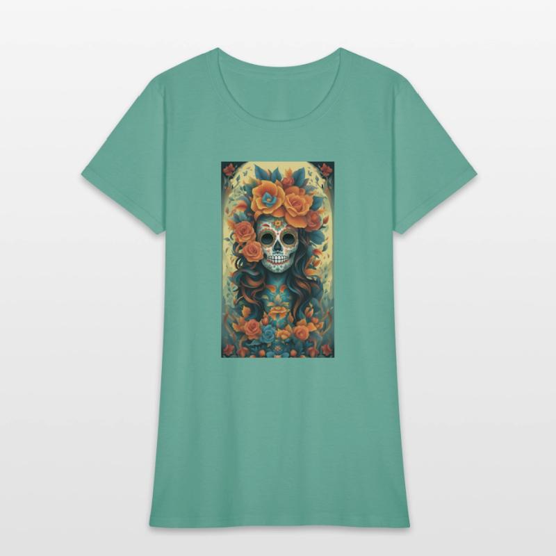 Beautiful Sugar Skull Woman With Flowers