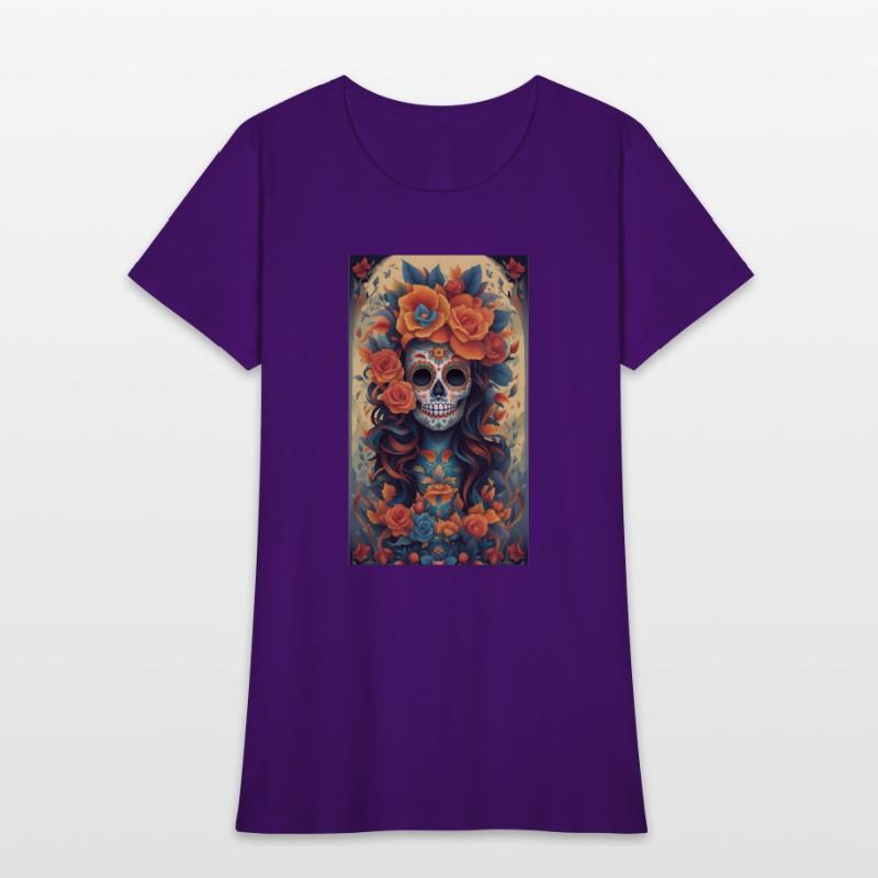 Beautiful Sugar Skull Woman With Flowers