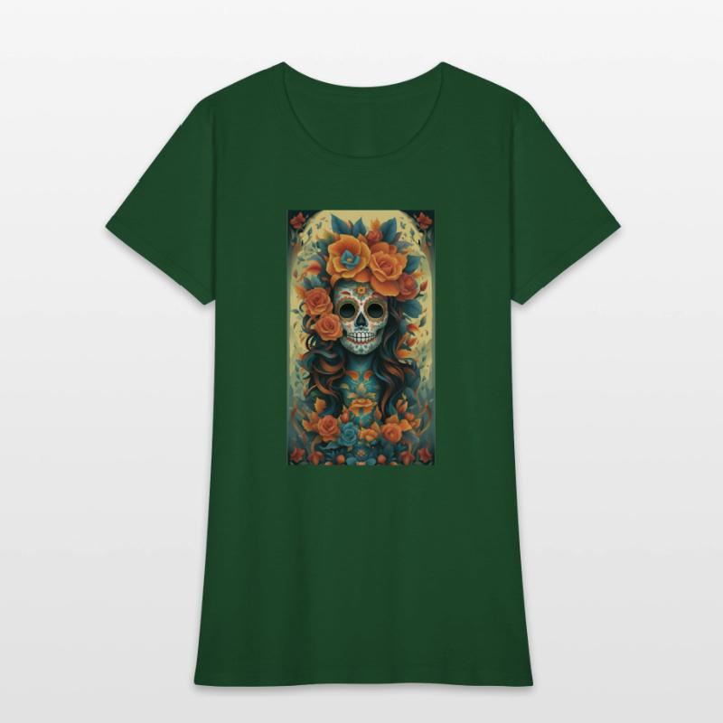 Beautiful Sugar Skull Woman With Flowers