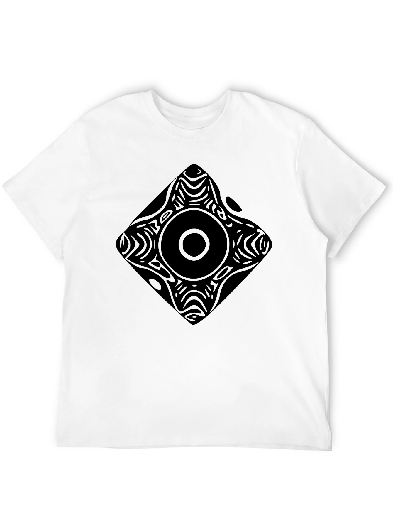 Abstract Geometric Print Black Tee