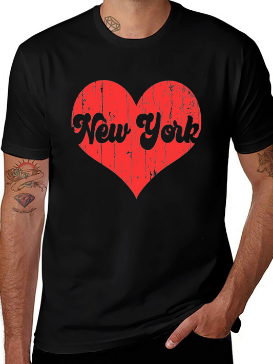 New York Heart Graphic Tee - Black Cotton Shirt