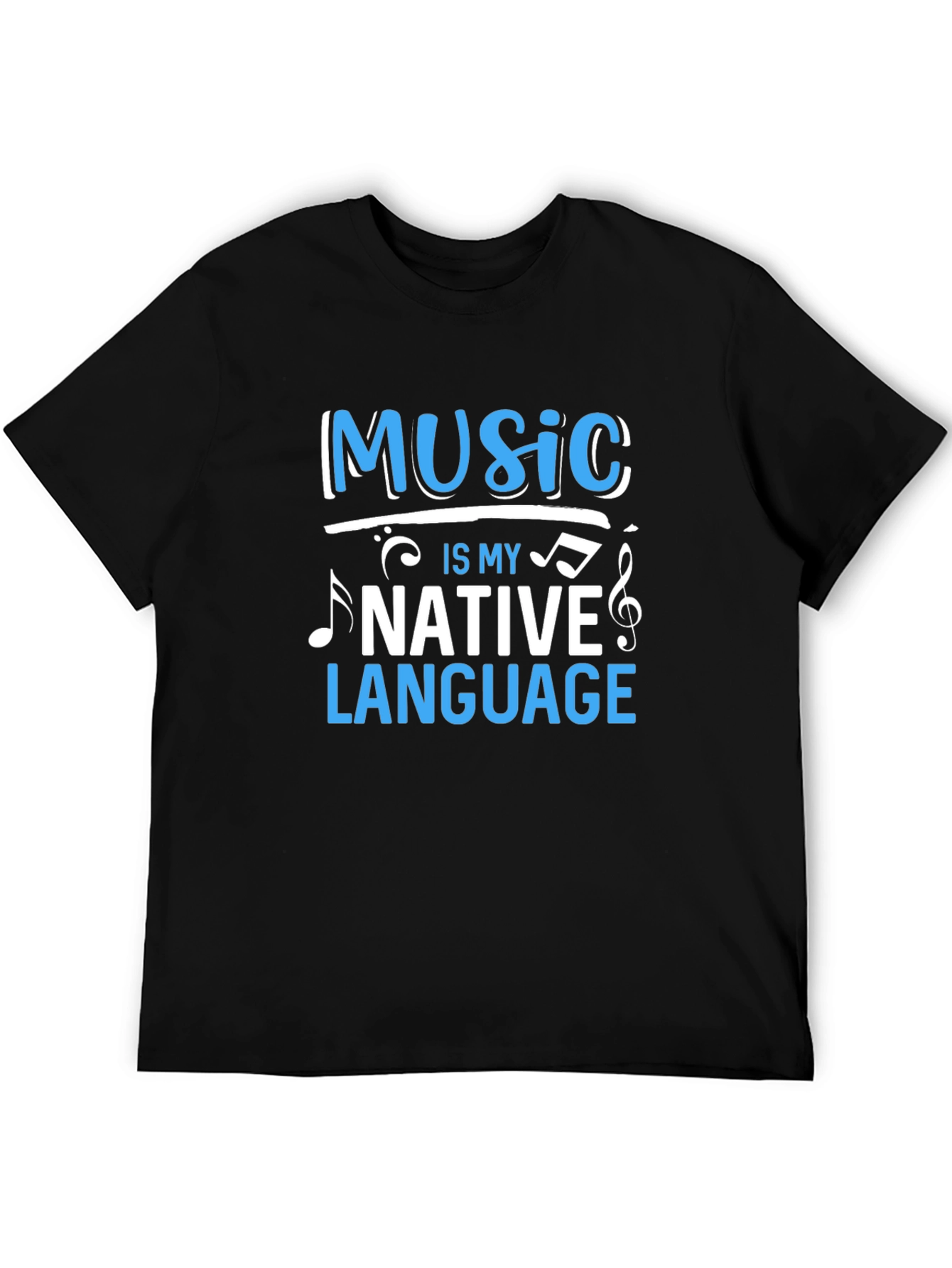 Music Is My Native Language Black Graphic Tee