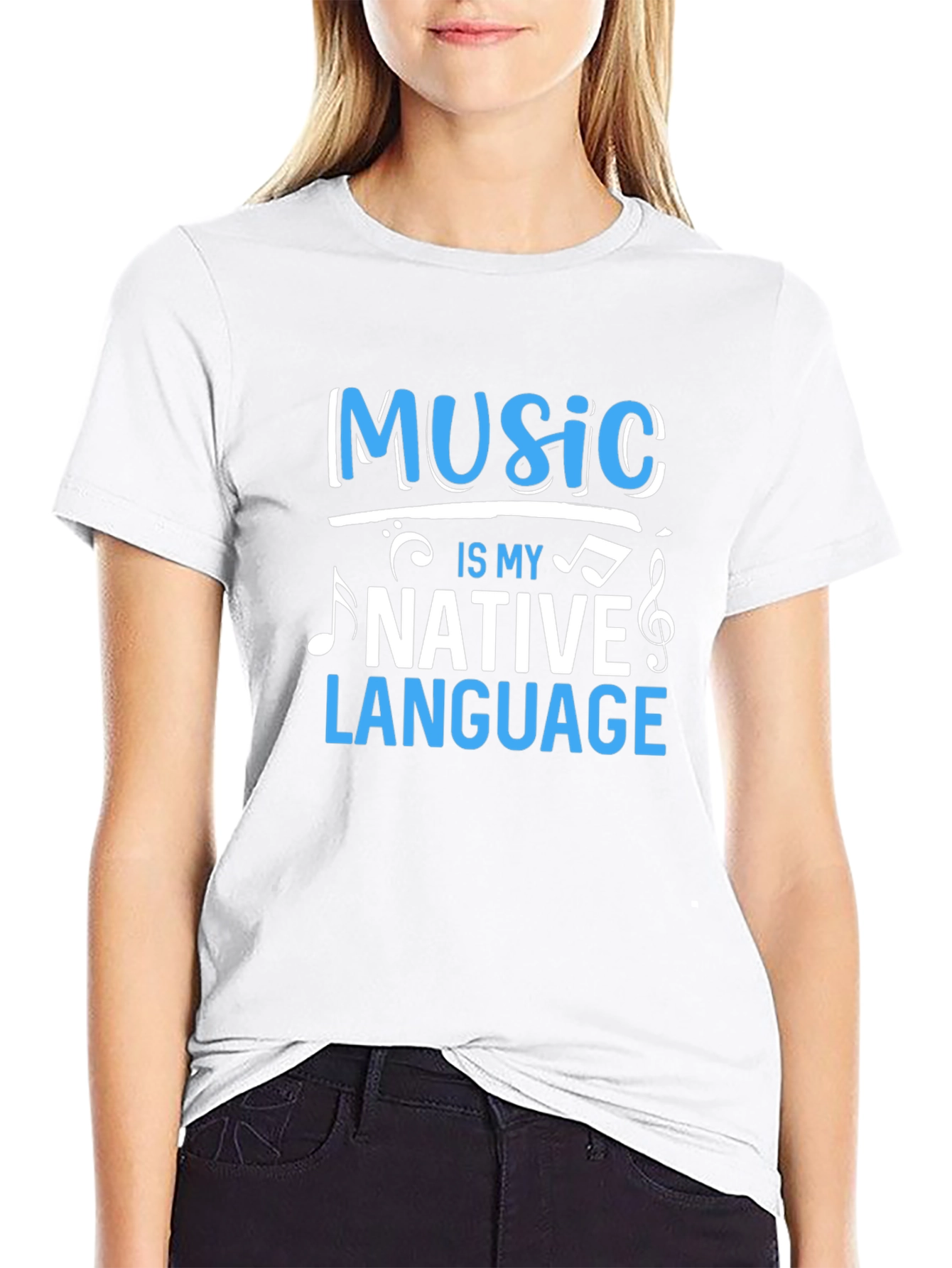 Music Is My Native Language Black Graphic Tee