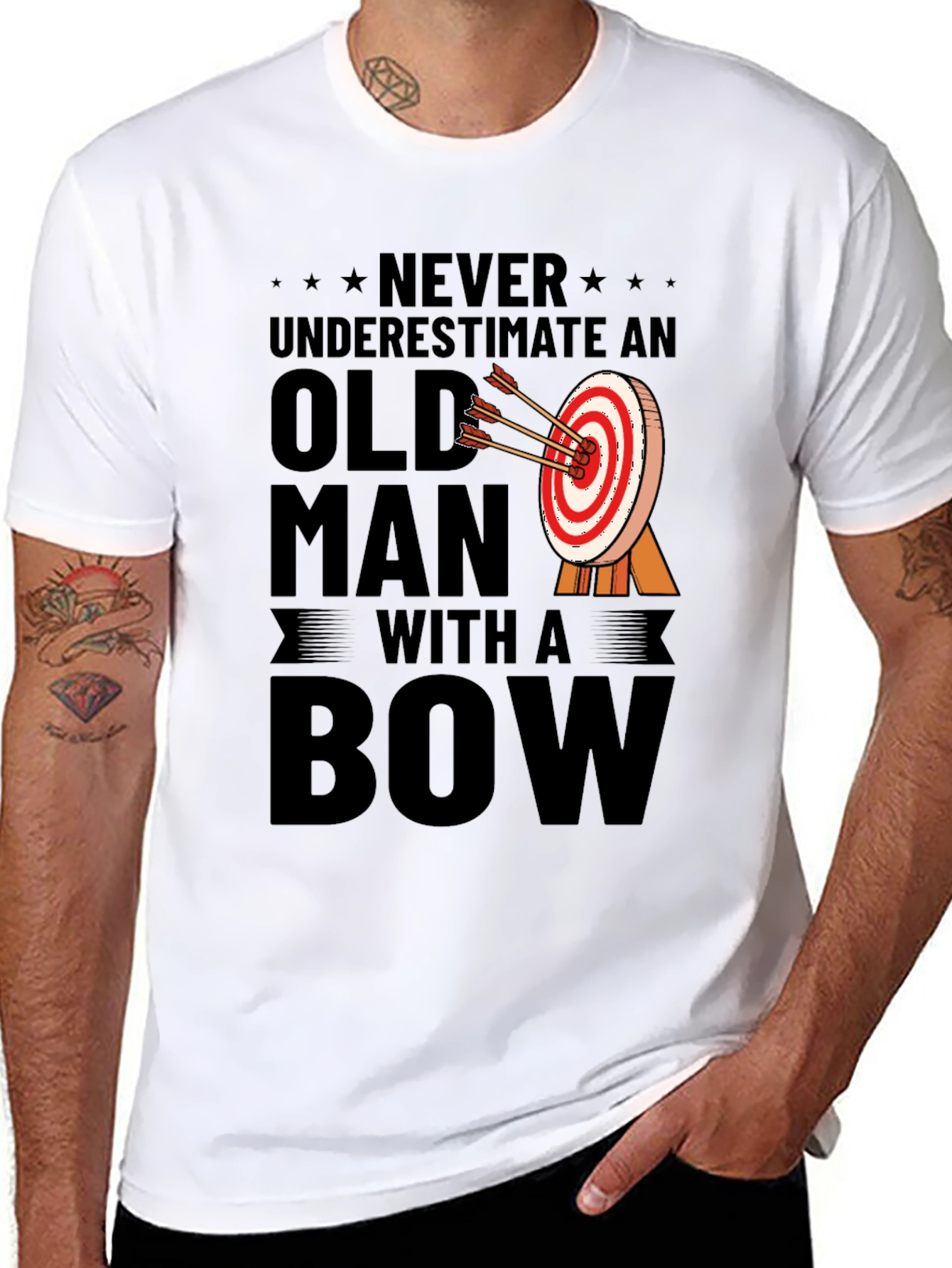 Never Underestimate an Old Man with a Bow T-Shirt