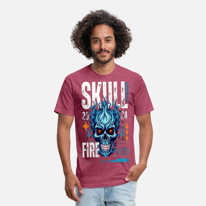 Blue Flame Skull – Fiery Gothic Cyber T-Shirt Desi