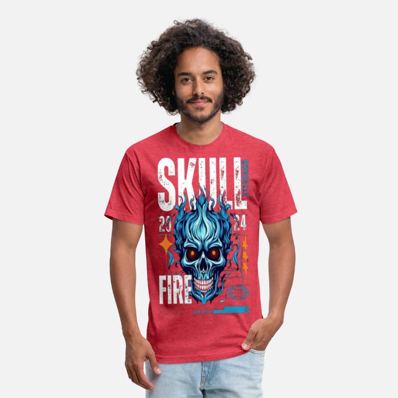Blue Flame Skull – Fiery Gothic Cyber T-Shirt Desi