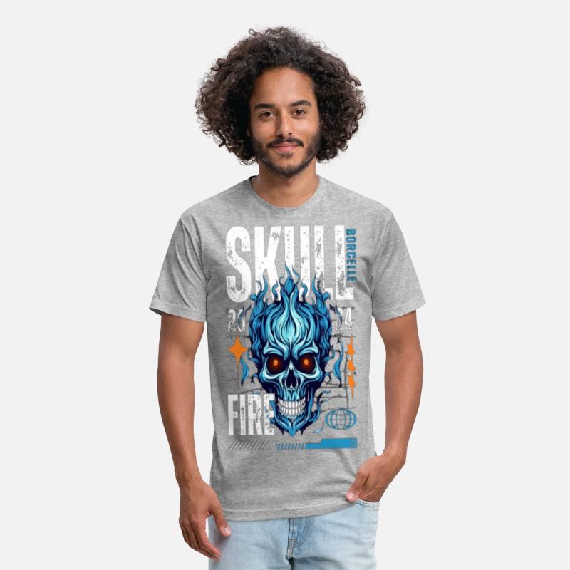 Blue Flame Skull – Fiery Gothic Cyber T-Shirt Desi