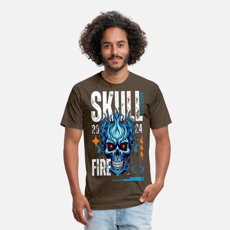 Blue Flame Skull – Fiery Gothic Cyber T-Shirt Desi