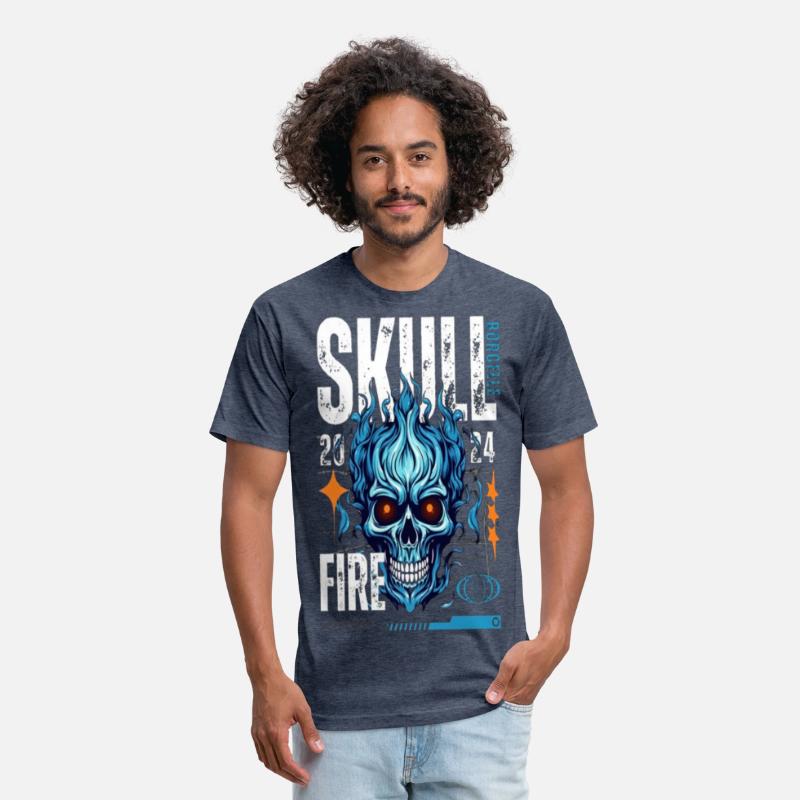 Blue Flame Skull – Fiery Gothic Cyber T-Shirt Desi