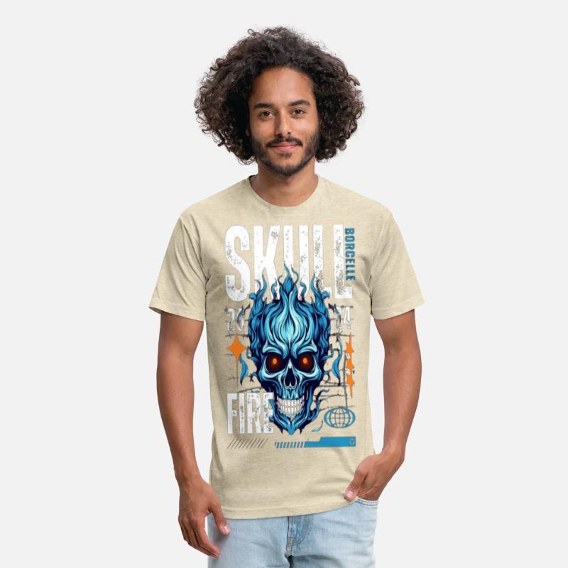 Blue Flame Skull – Fiery Gothic Cyber T-Shirt Desi