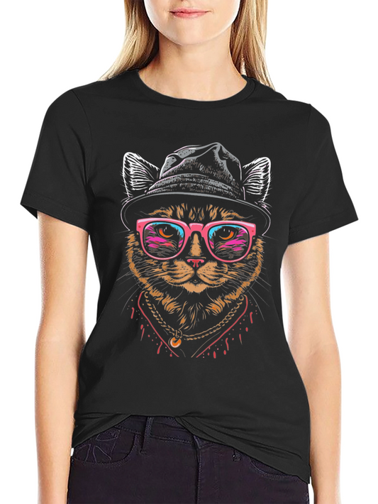 Cool Cat Graphic Tee - Funky Feline Style