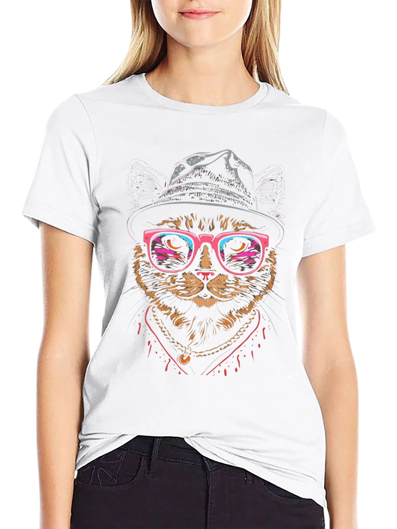 Cool Cat Graphic Tee - Funky Feline Style
