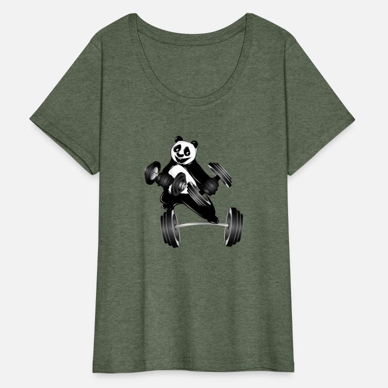 Bodybuilder panda bear with dumbbells training
