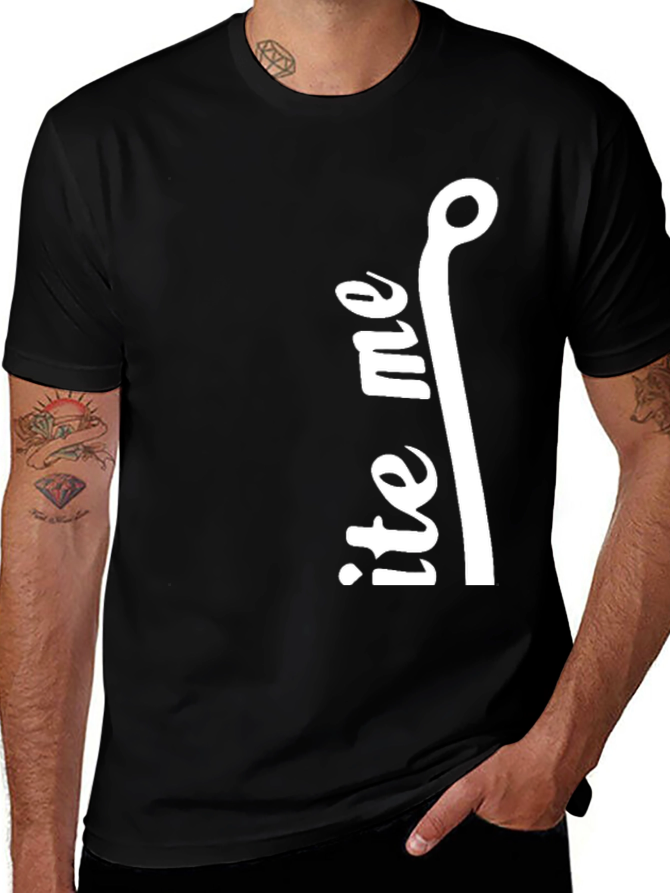 Bite Me Fishing Hook Graphic Tee - Black Cotton