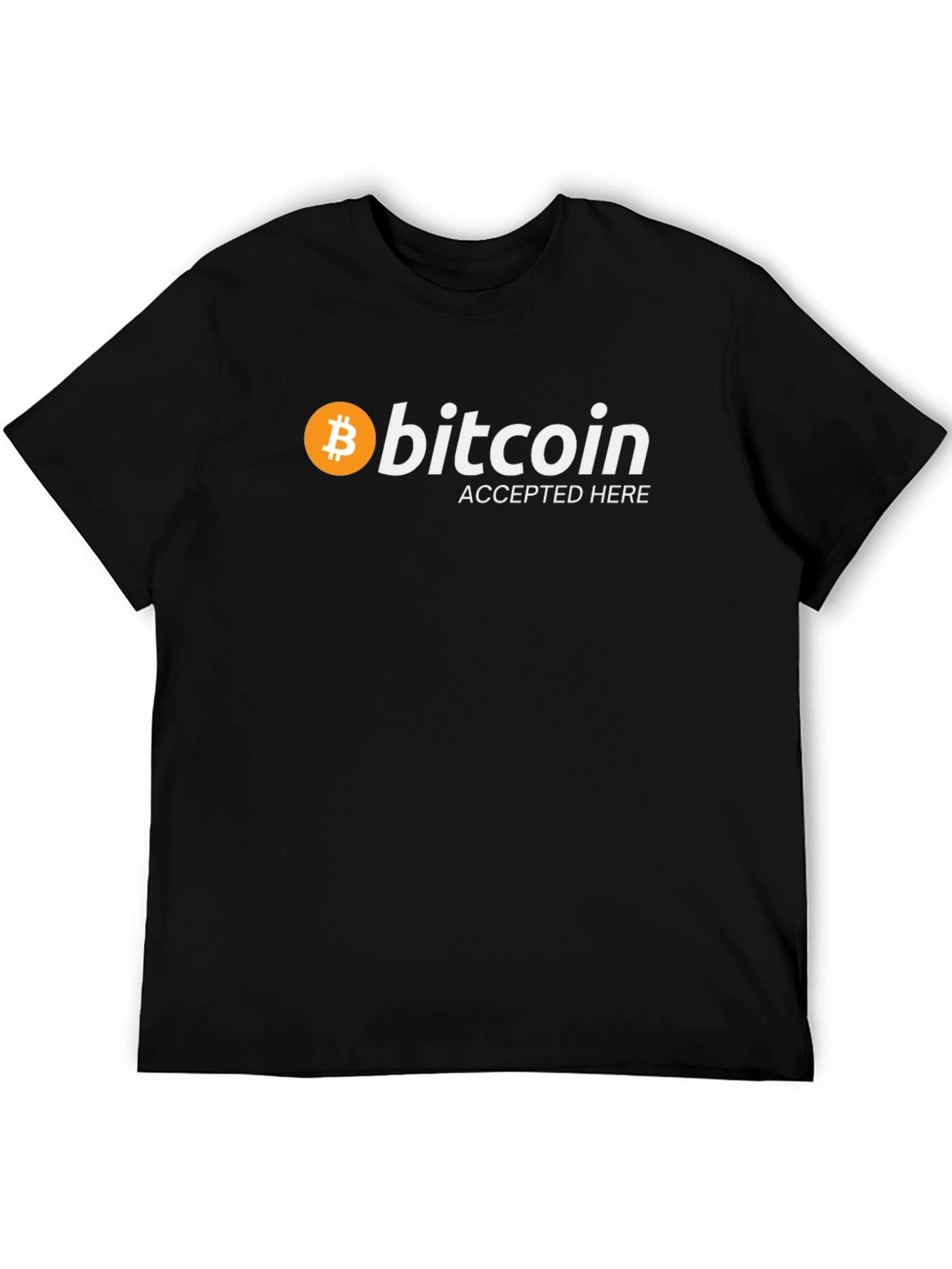 Bitcoin Accepted Here Black T-Shirt Crypto Currency Tee