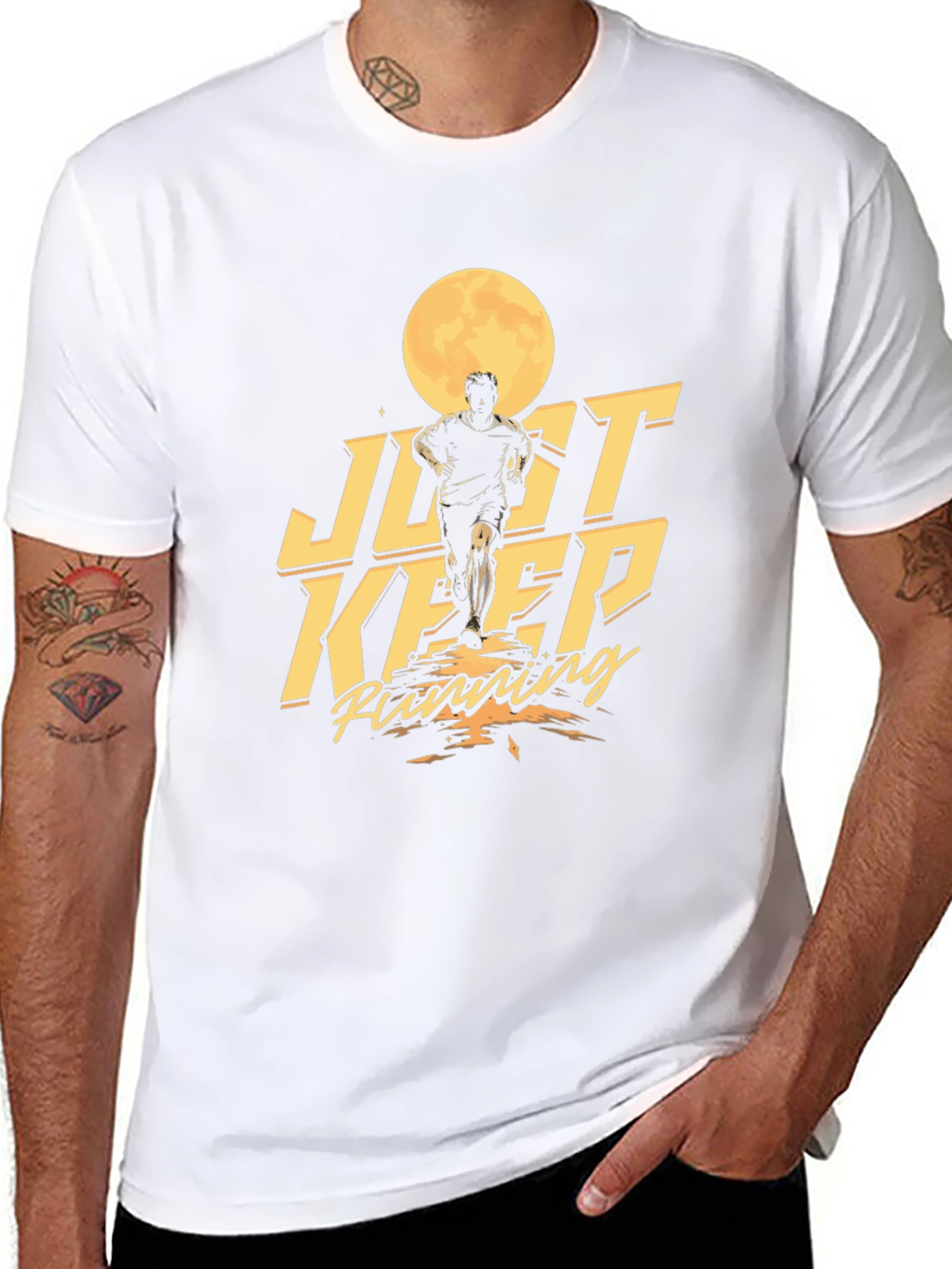 Just Keep Running Graphic Tee - Mens Black T-Shirt