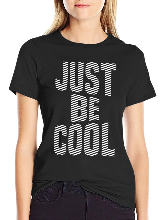 Just Be Cool Striped Graphic Tee - Black Casual T-Shirt