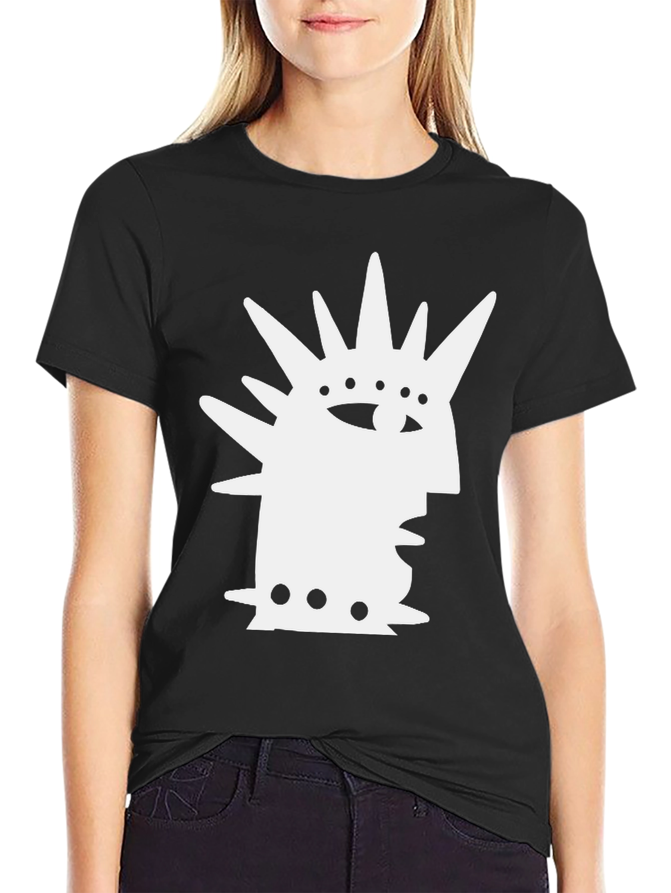 Abstract Punk Rock Graphic T-Shirt - Black