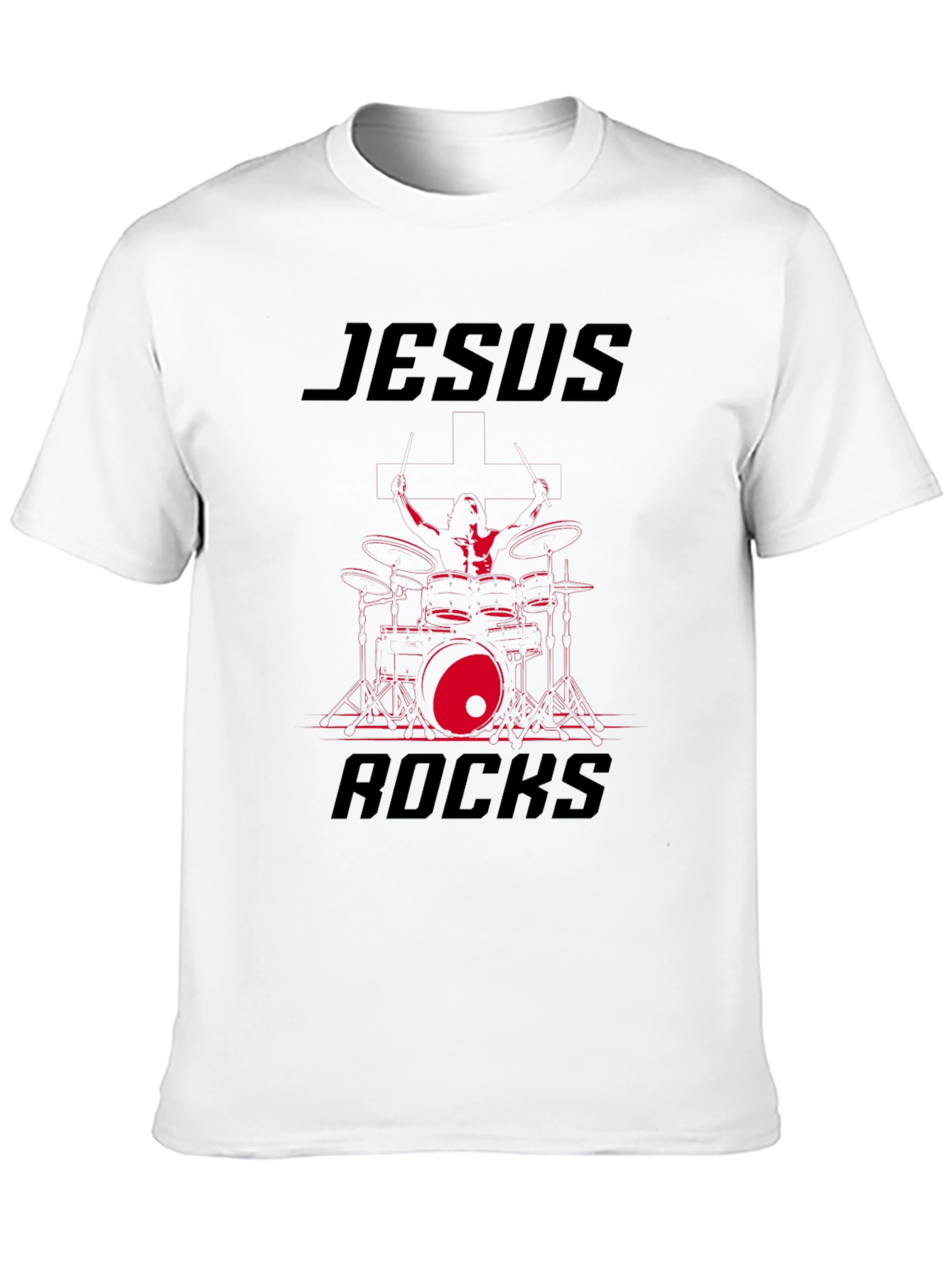 Jesus Rocks Drummer Graphic T-Shirt
