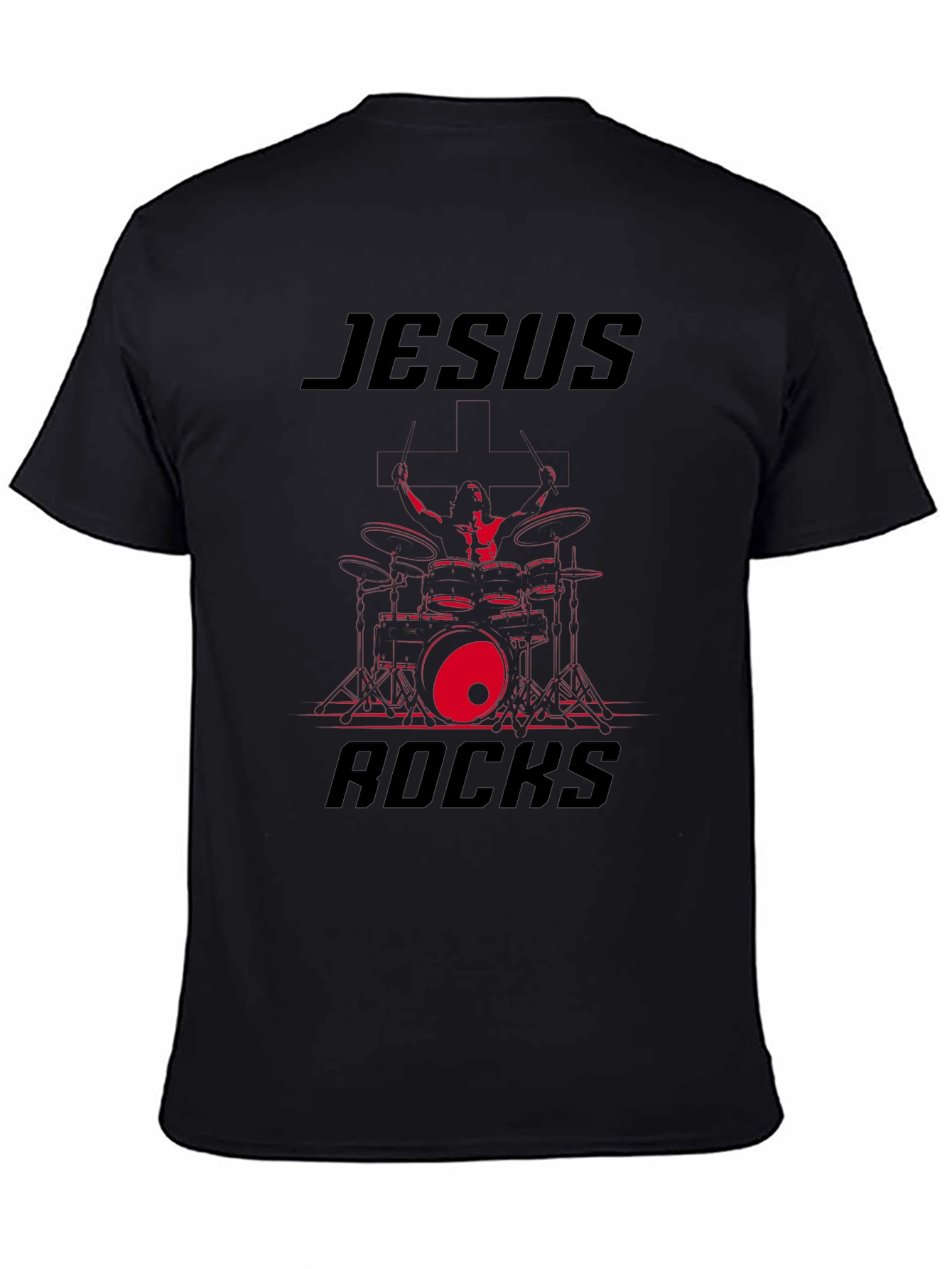 Jesus Rocks Drummer Graphic T-Shirt
