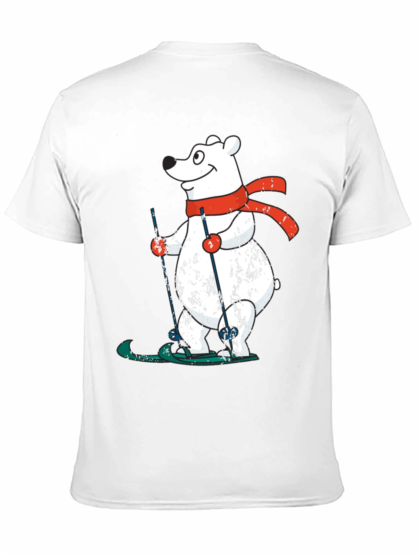 Skiing Polar Bear Graphic Tee - Fun Winter Shirt