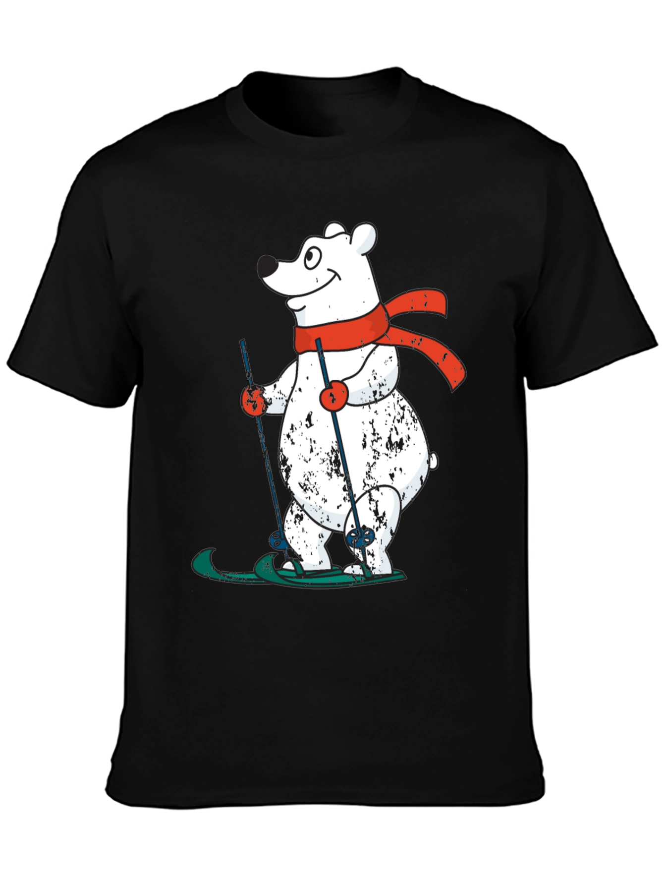 Skiing Polar Bear Graphic Tee - Fun Winter Shirt