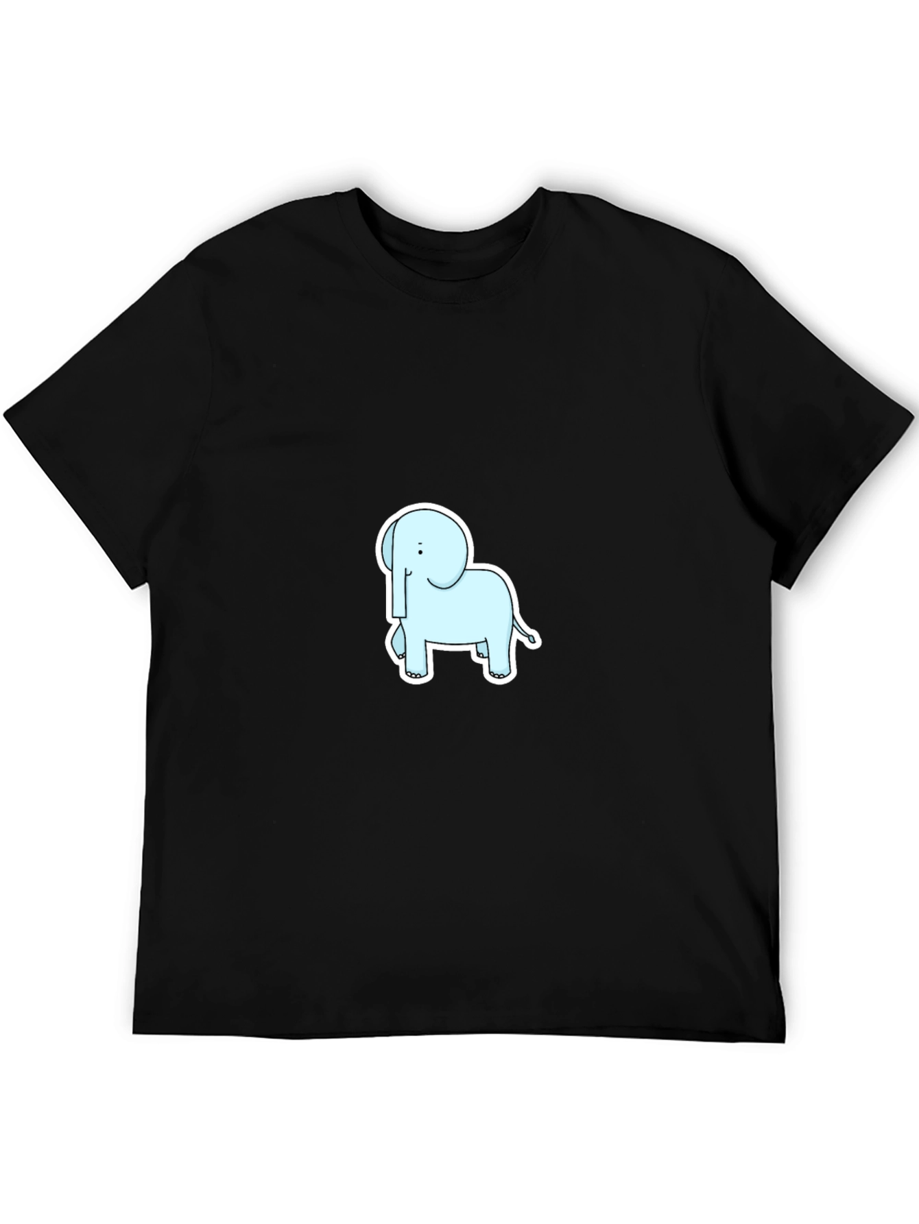 Cute Elephant Graphic Tee - Black Cotton Shirt
