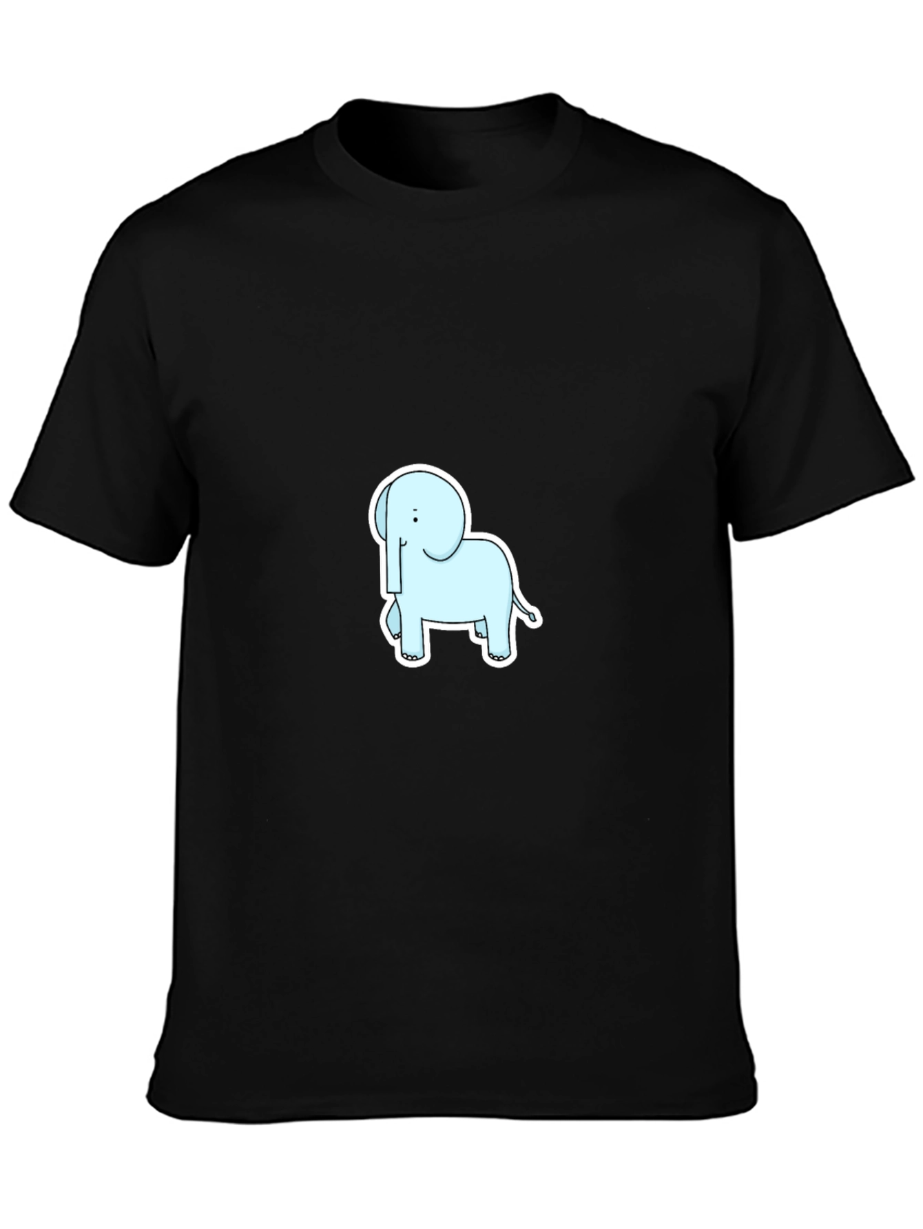Cute Elephant Graphic Tee - Black Cotton Shirt