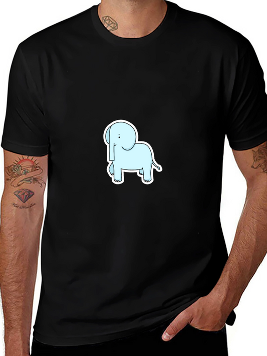 Cute Elephant Graphic Tee - Black Cotton Shirt