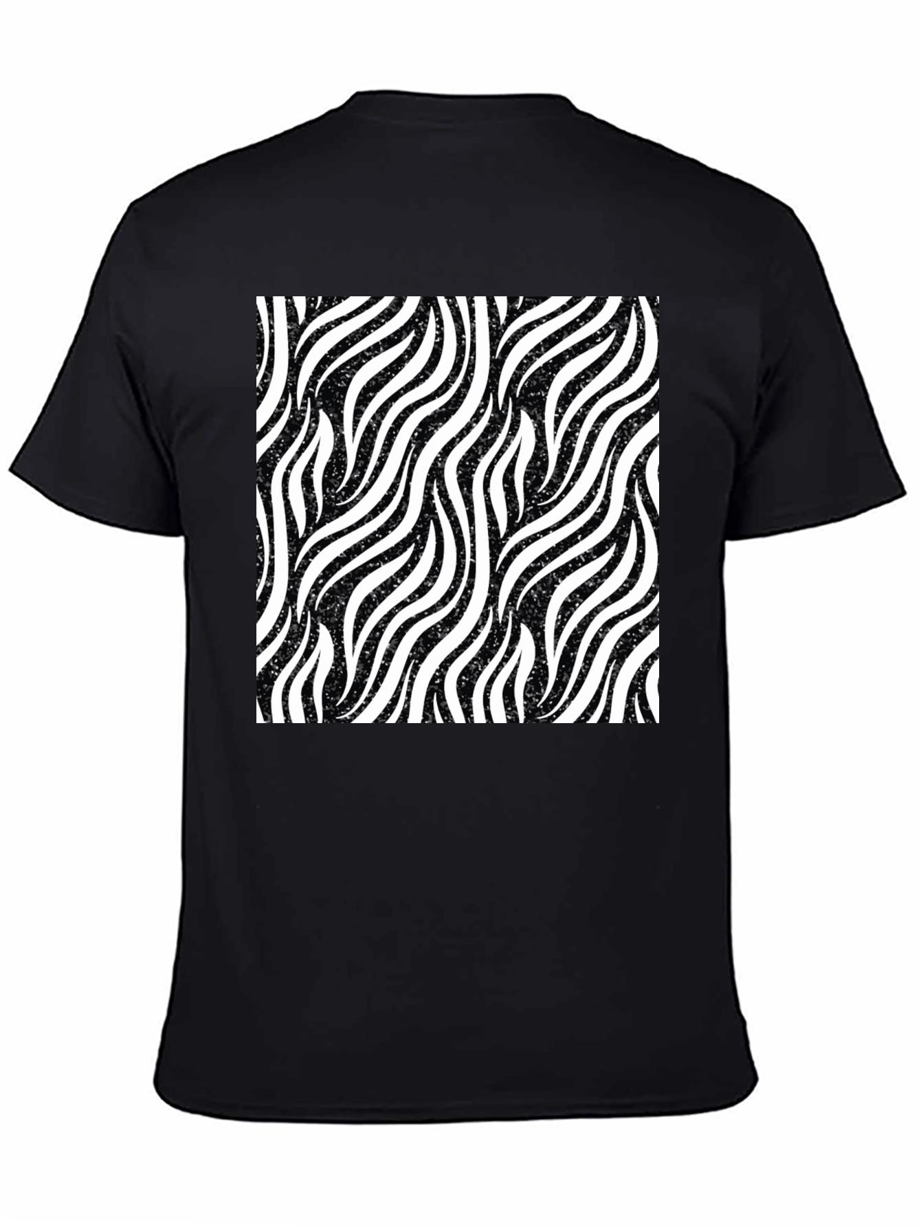 Zebra Stripe Pattern Black T-Shirt