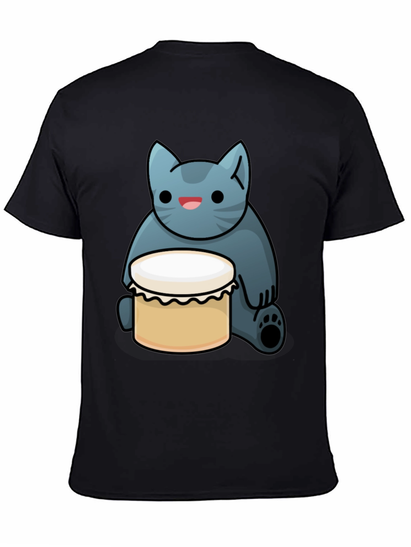 Cat Drum T-Shirt - Black Fun Graphic Tee