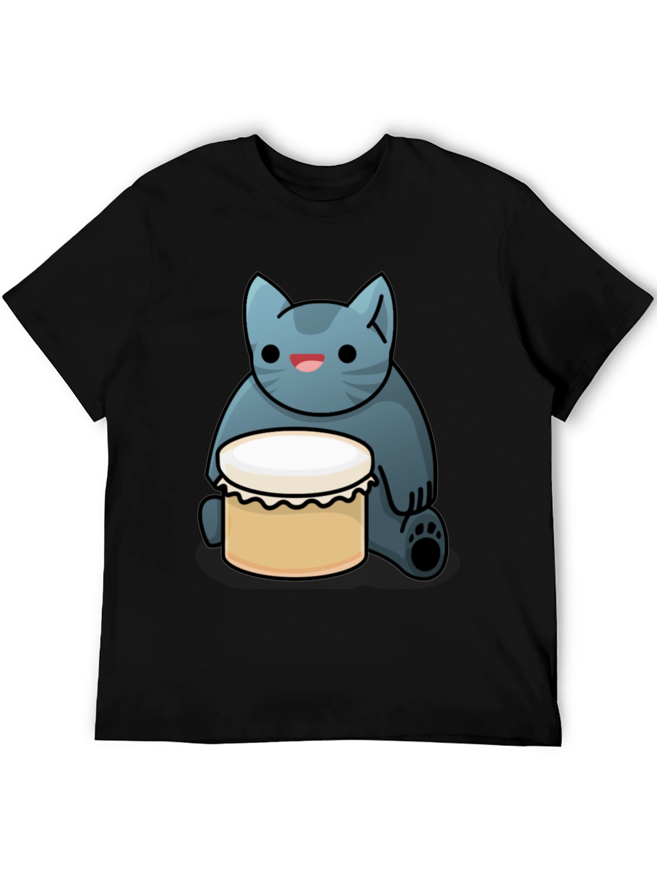 Cat Drum T-Shirt - Black Fun Graphic Tee