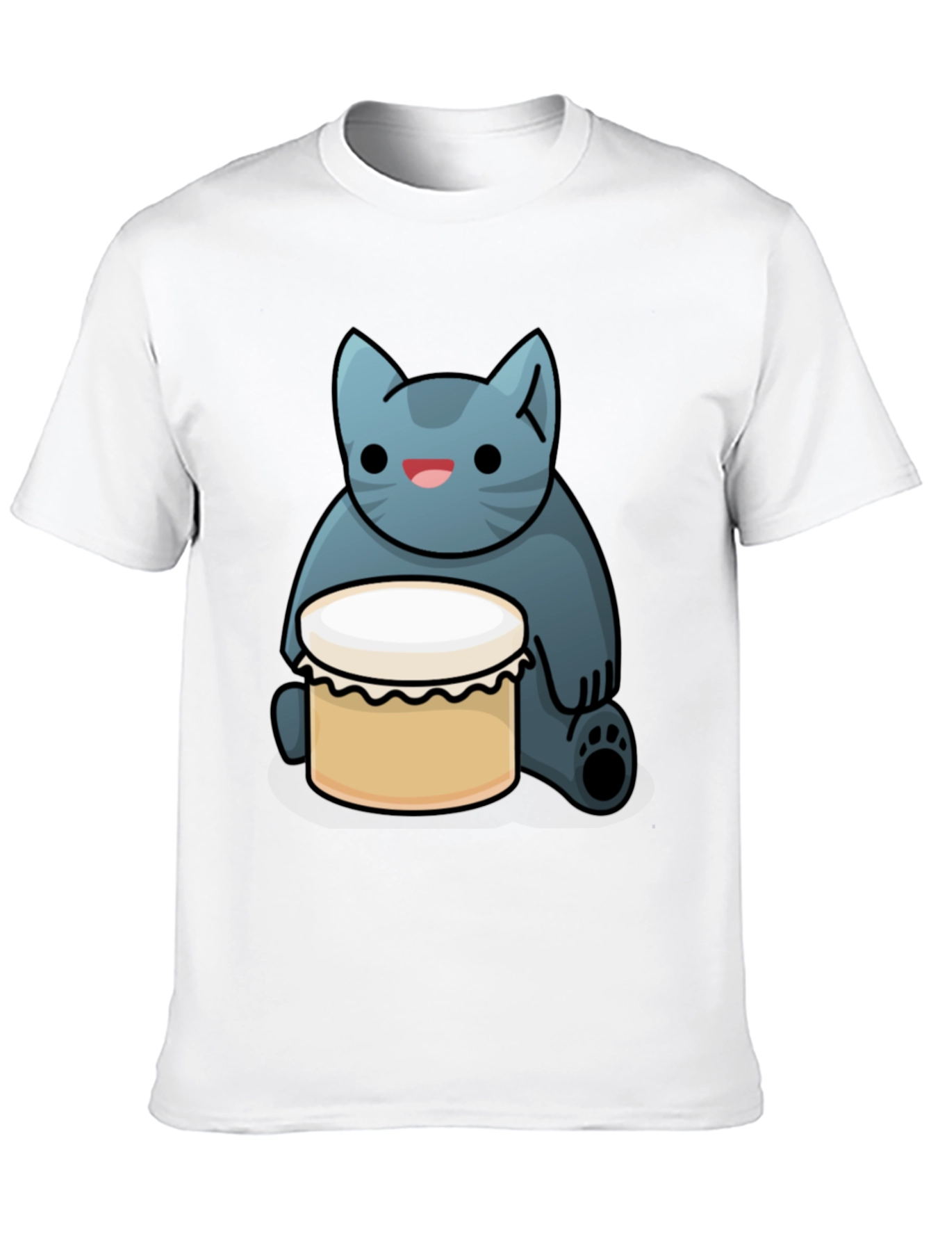 Cat Drum T-Shirt - Black Fun Graphic Tee