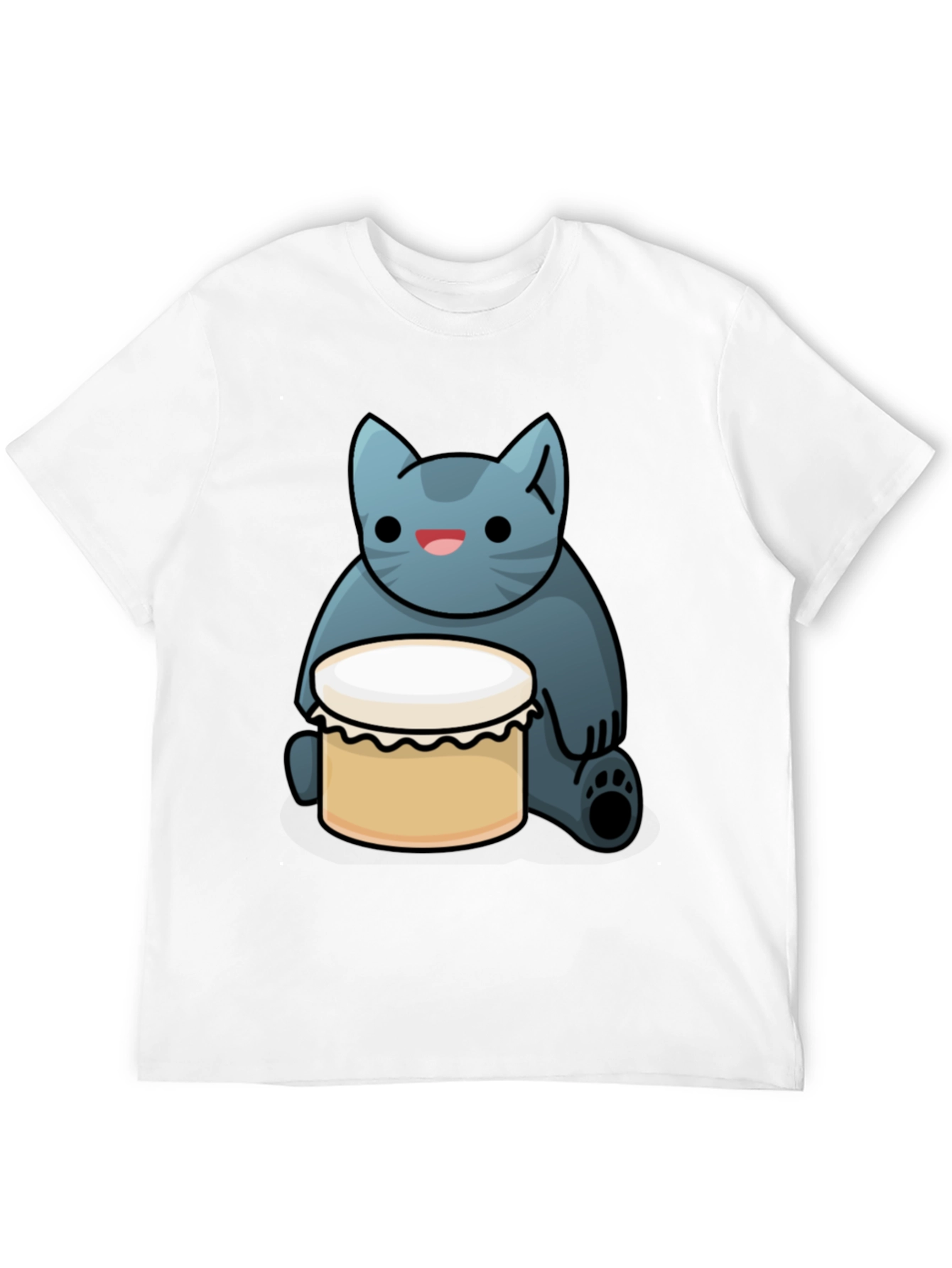 Cat Drum T-Shirt - Black Fun Graphic Tee