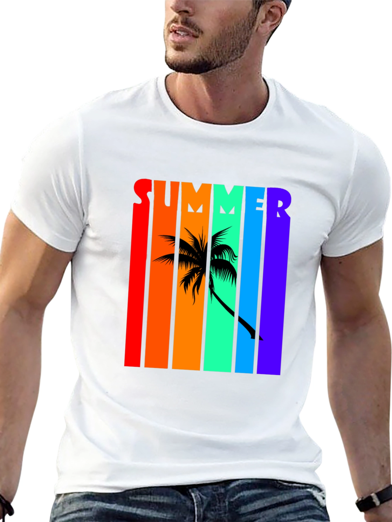 Summer Palm Tree Rainbow T-Shirt