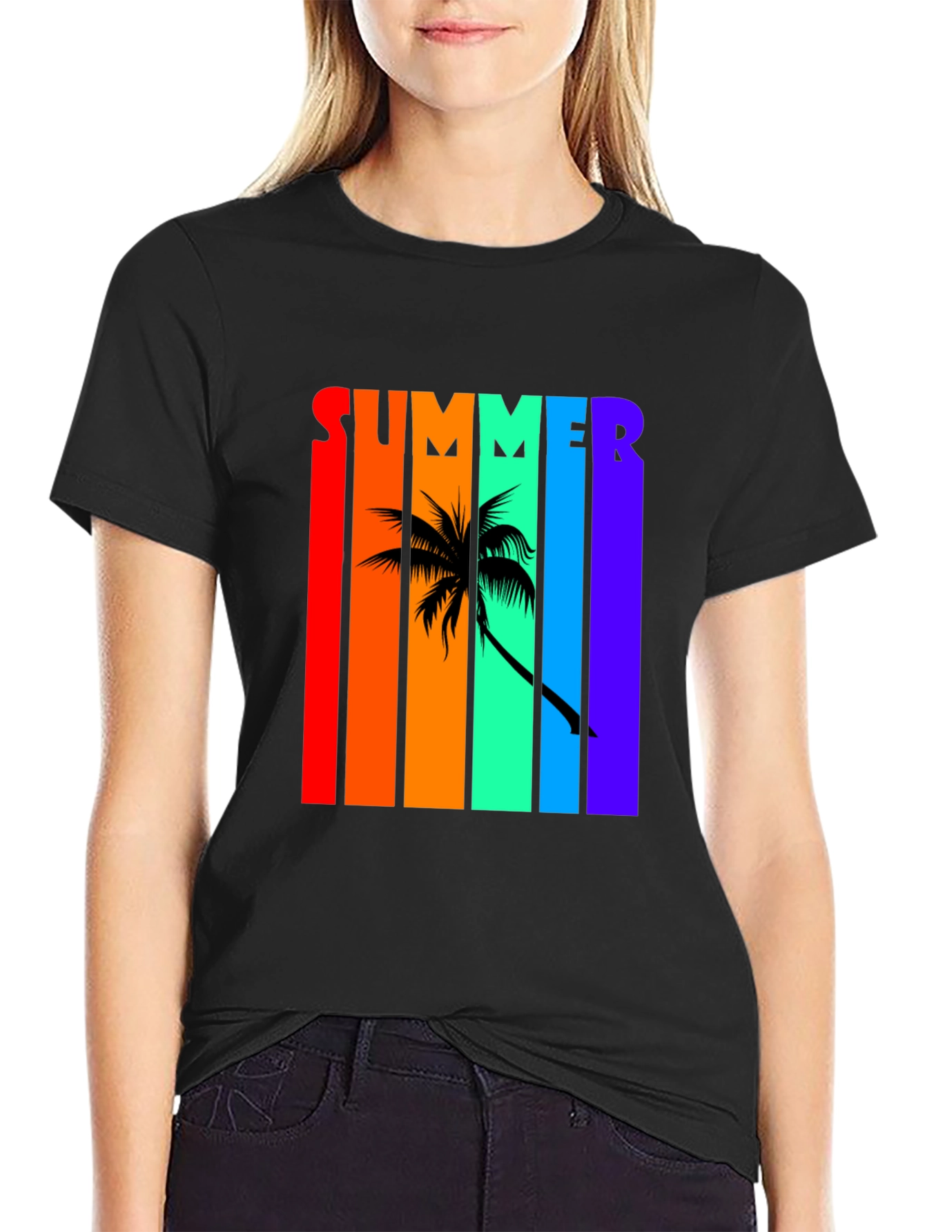 Summer Palm Tree Rainbow T-Shirt