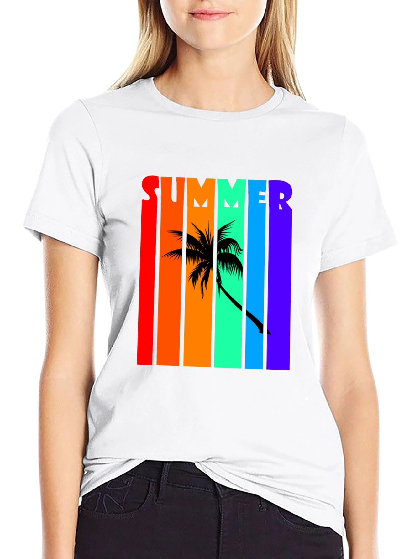 Summer Palm Tree Rainbow T-Shirt