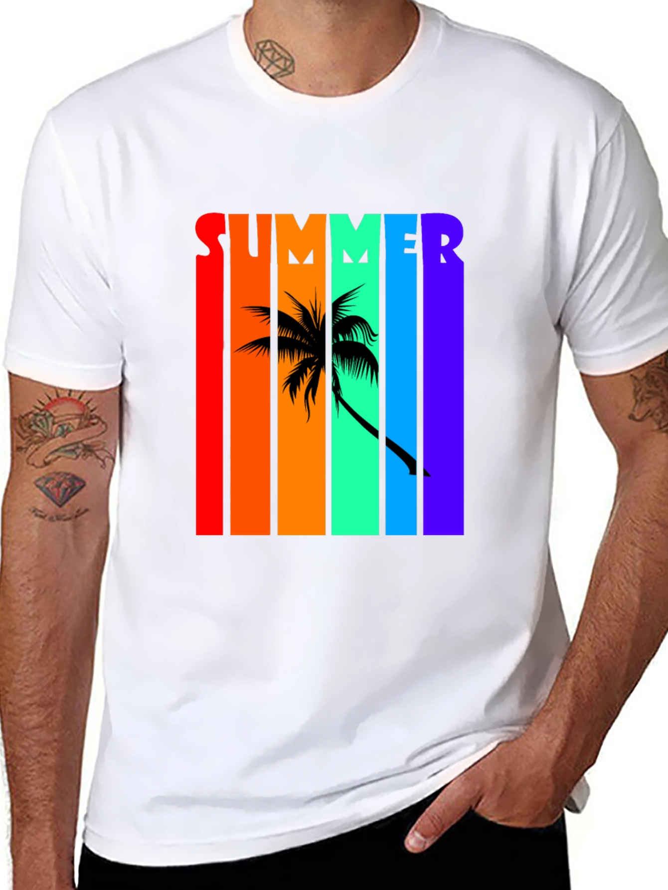 Summer Palm Tree Rainbow T-Shirt