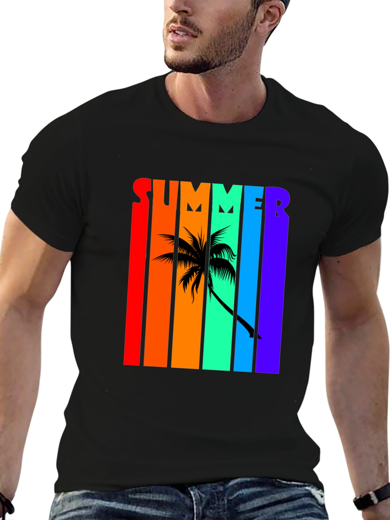 Summer Palm Tree Rainbow T-Shirt