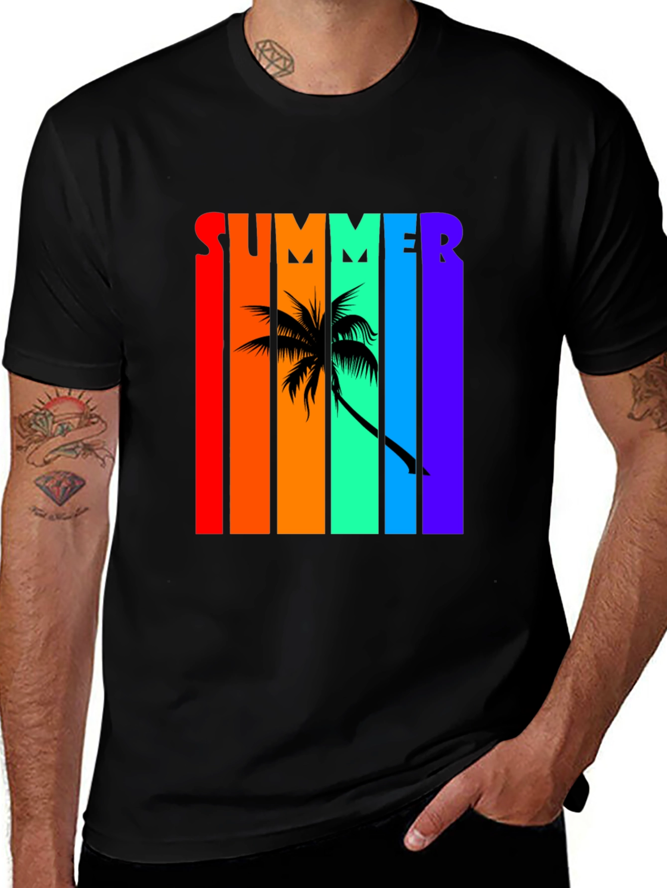 Summer Palm Tree Rainbow T-Shirt