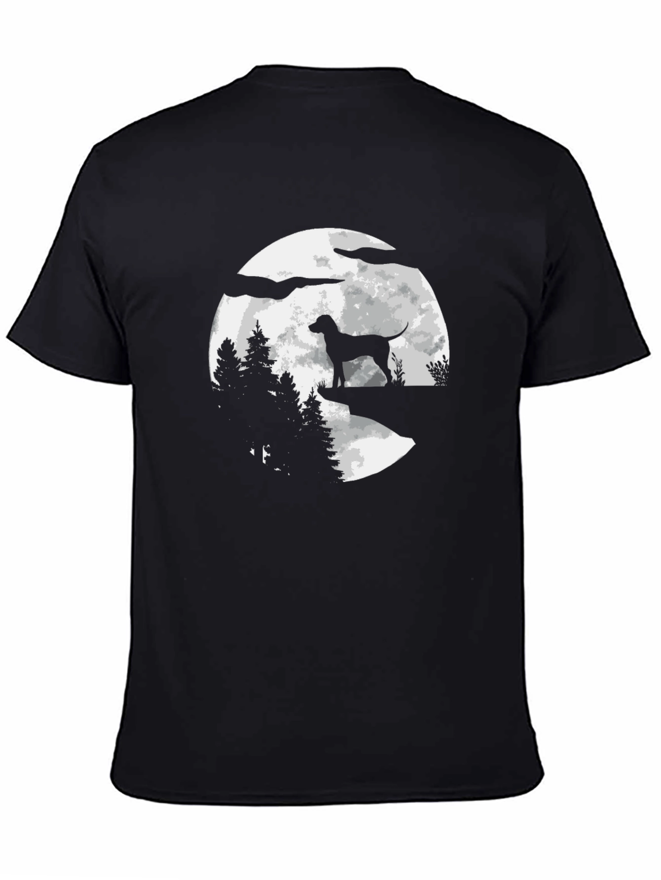 Dog Moon Silhouette Graphic T-Shirt